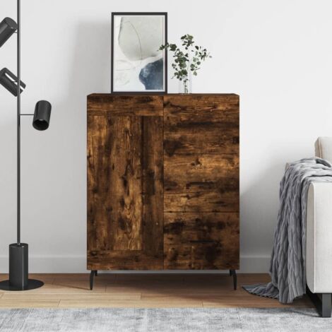 Buffet bas,Buffet Commode industriel chêne fumé 69,5x34x90 cm bois d'ingénierie -QS80210 (1/5)