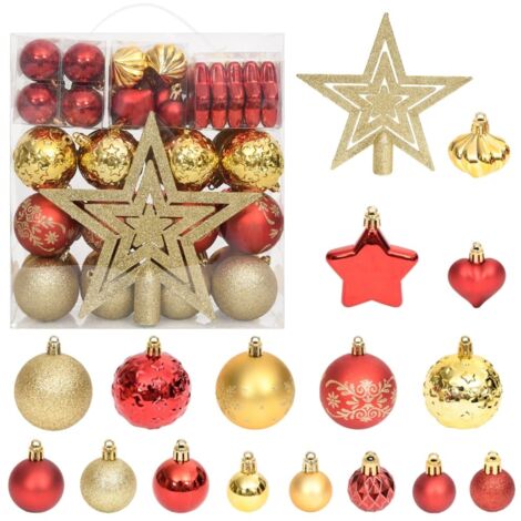 Décoration de Noël 70 pcs - Ensemble de boules de Noël Doré et rouge -WYW74913 (1/5)