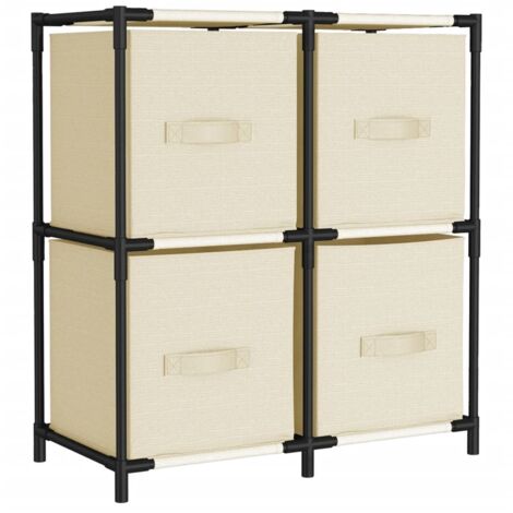 Meuble de Rangement,Armoire de rangement 4 paniers en tissu Crème 63x30x71 cm Acier -10975 (1/5)