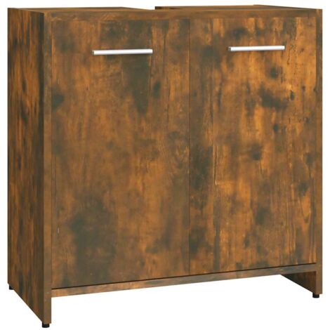 Meuble de Rangement Toilette,Armoire de bain Chêne fumé 60x33x60 cm Bois d'ingénierie -85845 (1/5)