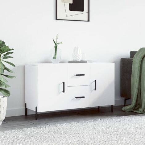 Buffet bas,Buffet Commode industriel blanc 100x36x60 cm bois d'ingénierie -QS31822 (1/5)