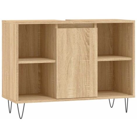 Armoire salle de bain,Meuble de Rangement Toilette chêne sonoma 80x33x60cm bois d'ingénierie -51062 (1/5)