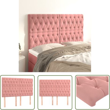 The Living Store Têtes de lit 4 pcs Rose 72x7x78/88 cm Velours - Tête De Lit - Tête De Lit Velours - Tête De Lit Rose - Meuble Chambre - Literie (1/5)