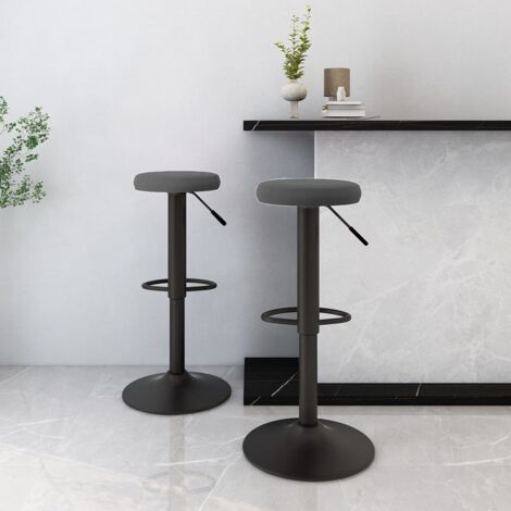 Lot de 2 Tabourets de bar Tabourets Chaises Hauts pour Cuisine, Bar gris foncé velours -QS62189 (1/4)