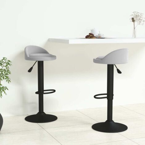 Lot de 2 Tabourets de bar Tabourets Chaises Hauts pour Cuisine, Bar gris clair velours -QS22490 (1/4)