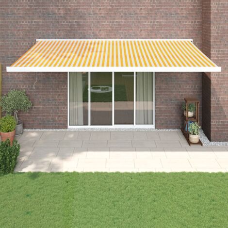 Auvent rétractable  Store banne  Marquise jaune et blanc 5x3 m tissu et aluminium NDTN9608557 (1/5)