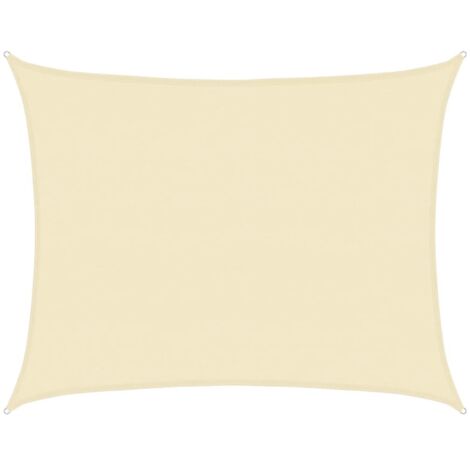 Voile d'ombrage - Toile d'ombrage - Auvent Imperméable - UV Protection pour Terrasse Jardin Extérieur - 160 g/m² Crème 6x7 m PEHD XDNXN55392 (1/5)