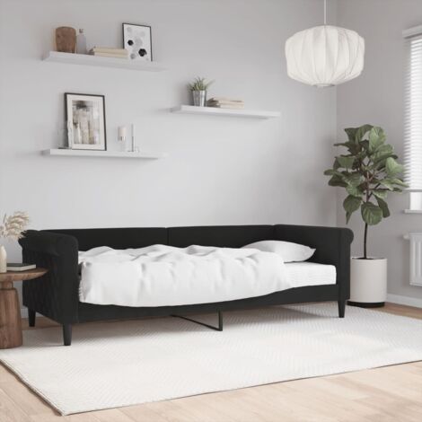 Lit Adulte,Lit simple,Lit de jour avec matelas noir 80x200 cm velours CIV721986 (1/5)