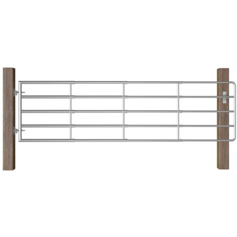 Portillon，Portail de jardin，Portail de clôture à 5 barres Acier (115-300)x90 cm Argenté CNENE544623 (1/5)