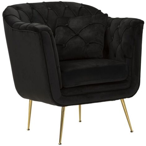 Fauteuil Budapest noir avec coussin 88 x 83 x 91 cm (1/5)