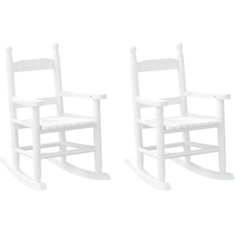 Chaises à bascule enfants lot de 2 blanc bois peuplier massif (1/5)
