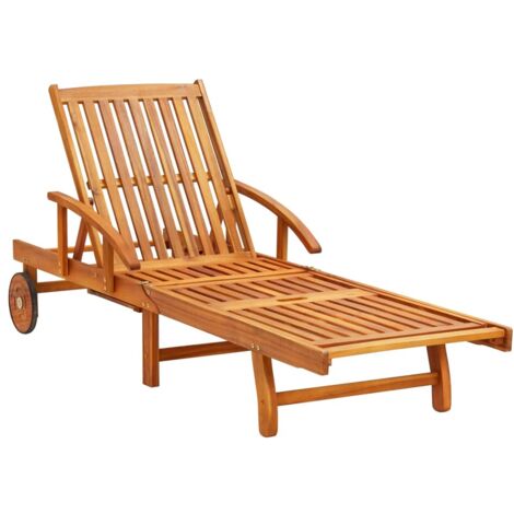 Chaises longues Transat Bain de soleil lot de 2 avec coussins Bois d'acacia solide (1/5)