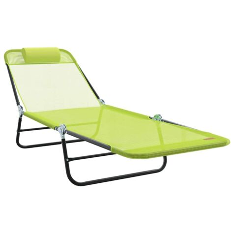 Chaise longue Transat Bain de soleil pliante Vert 182 x 55 x 85,5 cm Textilène (1/5)