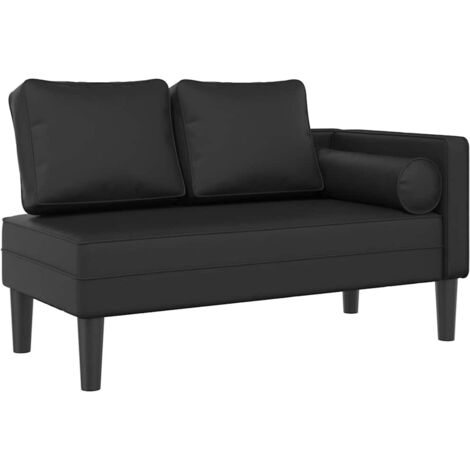 Chaise longue Transat Bain de soleil avec coussins noir similicuir (1/5)