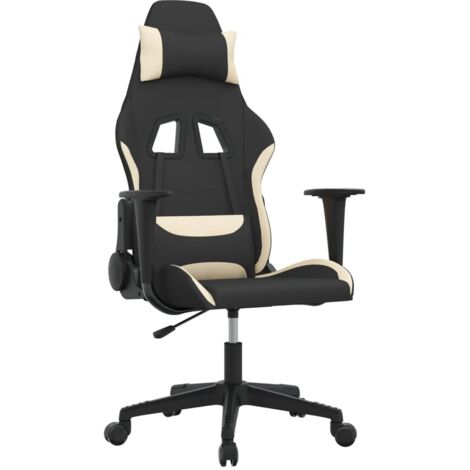 Chaise de jeu  Chaise de Gaming de massage Noir et crème Tissu