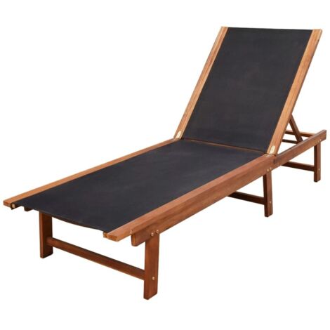 Chaises longues Transat Bain de soleil lot de 2 et table Bois d'acacia et textilène (1/5)