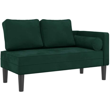Chaise longue Transat Bain de soleil avec coussins vert foncé velours (1/5)