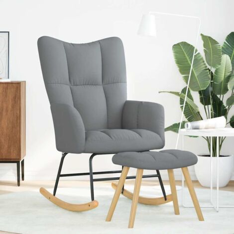 Chaise à bascule avec repose-pied Gris clair Tissu (1/5)