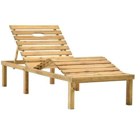 Chaise longue Transat Bain de soleil avec coussin bleu royal Bois de pin imprégné (1/5)