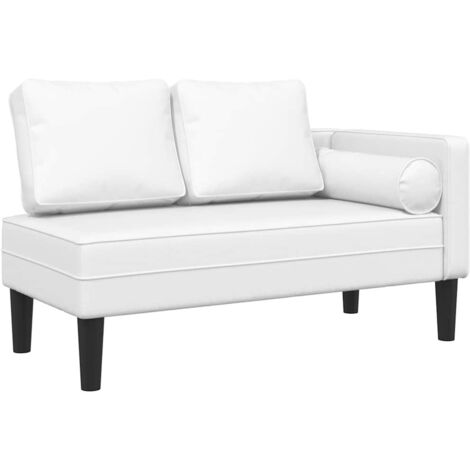 Chaise longue Transat Bain de soleil avec coussins blanc similicuir (1/5)