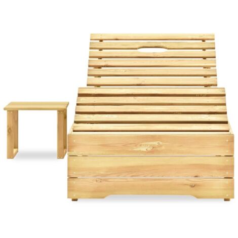 Chaise longue Transat Bain de soleil avec table Bois de pin imprégné de vert (1/5)