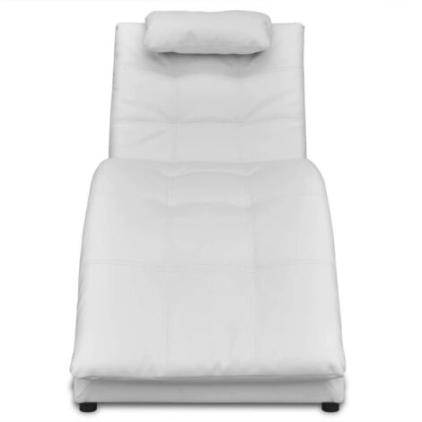 Chaise longue Transat Bain de soleil avec oreiller Blanc Similicuir (1/5)