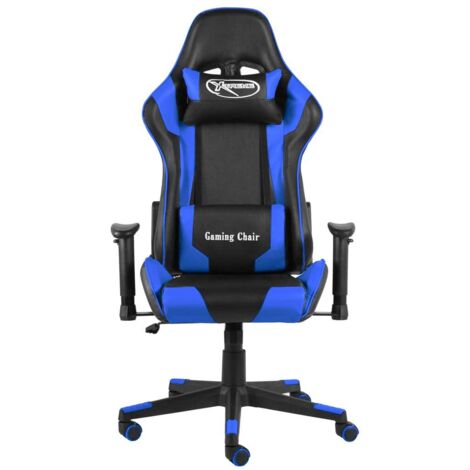 Chaise de jeu Chaise de Gaming pivotante Bleu PVC (1/5)