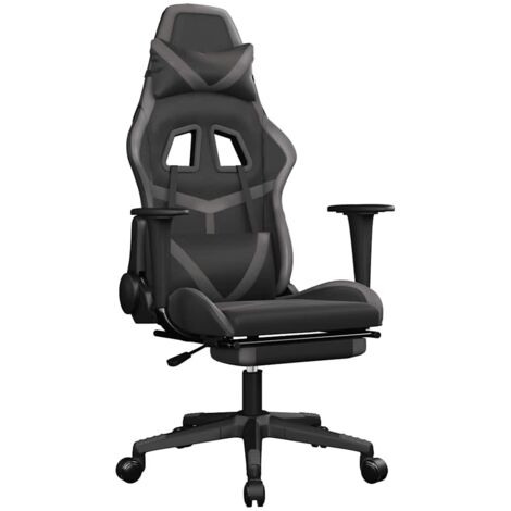 Chaise de jeu Chaise de Gaming de massage avec repose-pied Noir&Gris Similicuir (1/5)