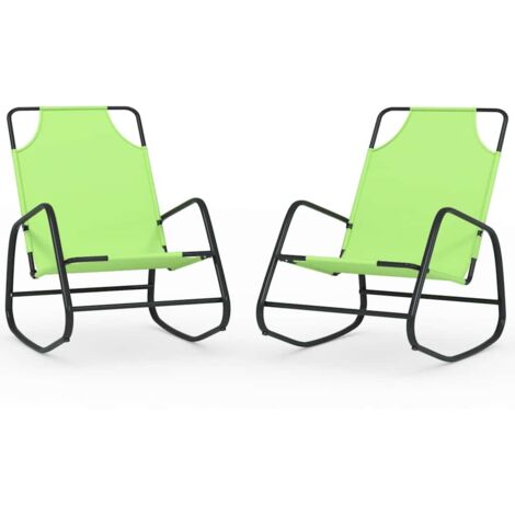 Chaises longues Transat Bain de soleil à bascule lot de 2 vert acier et textilène (1/5)