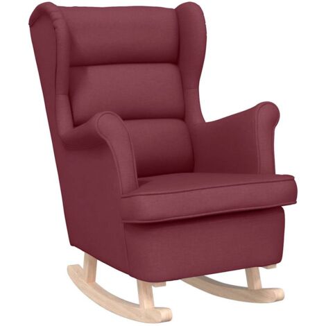 Chaise à bascule rouge bordeaux 74x90x102 cm tissu (1/5)