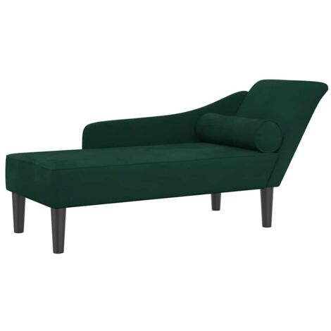 Chaise longue Transat Bain de soleil avec coussins vert foncé velours (1/5)