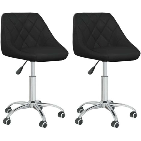 Chaises à manger Chaise de cuisine pivotantes lot de 2 noir similicuir (1/5)