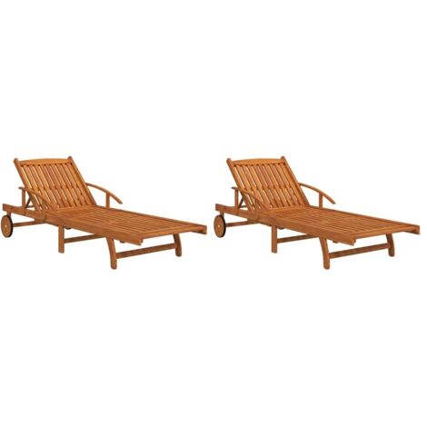Chaises longues Transat Bain de soleil lot de 2 Bois d'acacia solide (1/5)