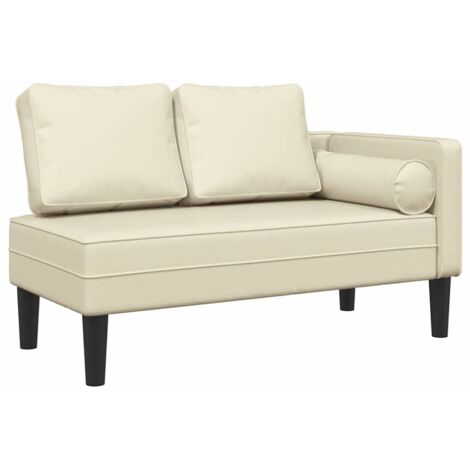 Chaise longue Transat Bain de soleil avec coussins crème similicuir (1/5)
