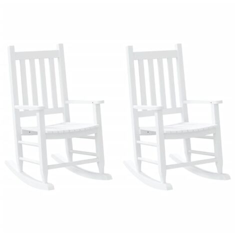 Chaises à bascule enfants lot de 2 blanc bois peuplier massif (1/5)