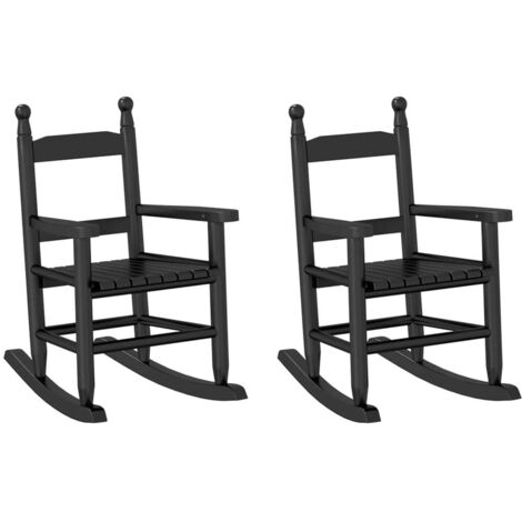 Chaises à bascule enfants lot de 2 noir bois de peuplier massif (1/5)