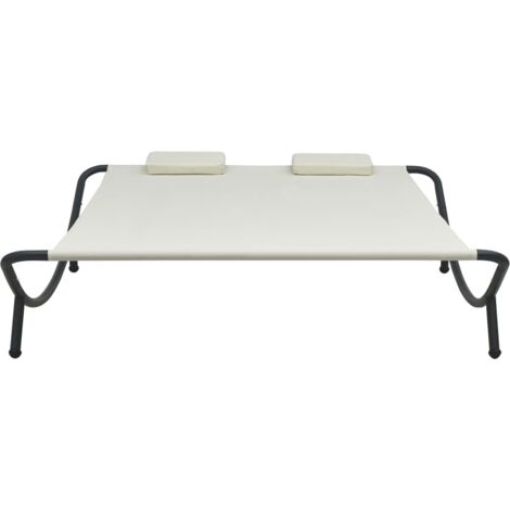 Chaise longue Transat Bain de soleil d'extérieur Tissu Crème (1/5)