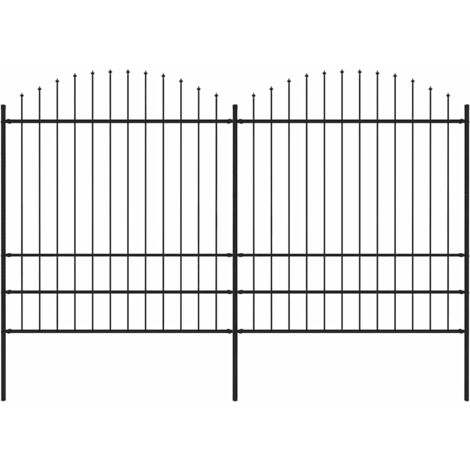 Clôture de jardin,Barrière de jardin,Portail de jardin à dessus en lance Acier (1,75-2)x3,4 m Noir CNENE150756 (1/5)