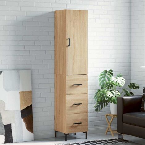 Buffet haut, Meuble de Rangement, Armoire de Cuisine Chêne so34,5x34x180 cm Bois d'ingénierie NKK98183 (1/5)