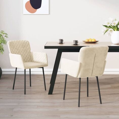 Chaises à manger, Chaises à dîner, Fauteuils de Relaxation lot de 2 Crème Velours BGT18202 (1/5)