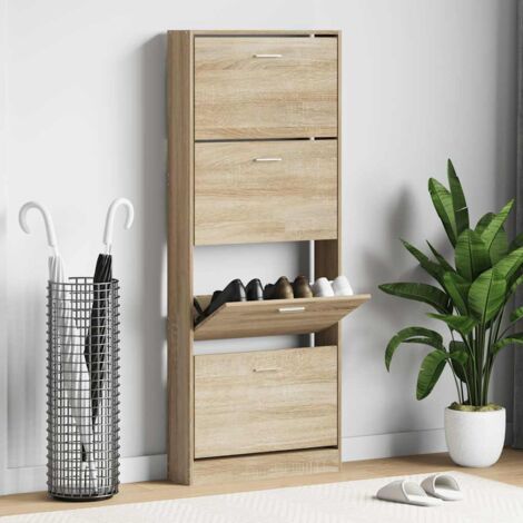 Meuble à chaussures Armoire à chaussures, Facile à Monter Chêne 59x17x150 cm Bois d'ingénierie -82627 (1/5)