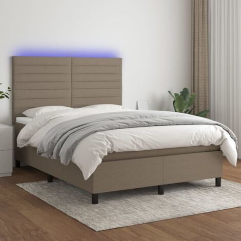 Sommier tapissier et matelas confortable pour Lit adulte,Ensemble Sommier + Matelas et LED Taupe 140x200 cm Tissu -BV73405 (1/5)