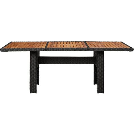 INLIFE Table à dîner de jardin Noir 200x100x74 cm Résine tressée (1/5)