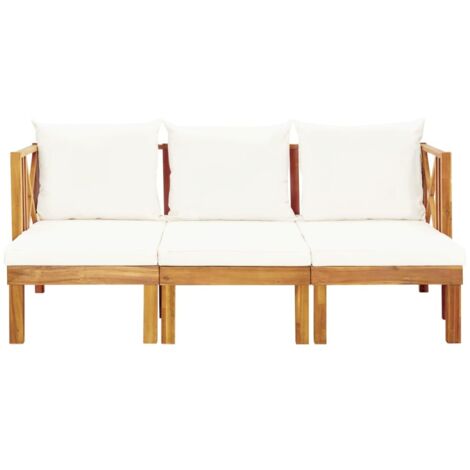 Banc de jardin Banc extérieur Banquette de jardin 3 places et coussins 179 cm Bois d'acacia massif (1/5)