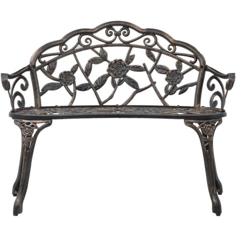 Banc jardin  Banc extérieur  Banquette de jardin de bistrot 100 cm Bronze Aluminium coulé