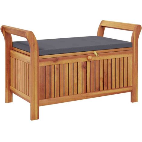 Banc de rangement de jardin  Banc extérieur  Banquette de jardin avec coussin 91 cm Bois d'acacia (1/5)