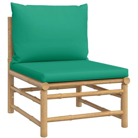 Canapé central de jardin Divan de jardin avec coussins vert bambou (1/5)