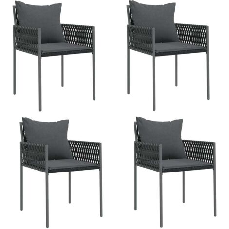 Chaises de jardin avec coussins lot de 4 Chaises d'extérieur noir 54x61x83 cm rotin (1/5)