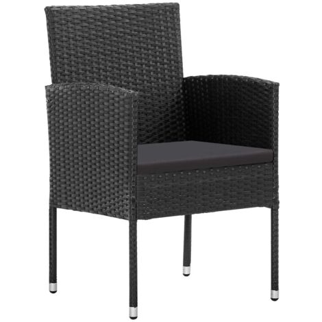 Chaises de jardin coussins noir lot de 4  Chaises d'extérieur noir résine tressée (1/5)