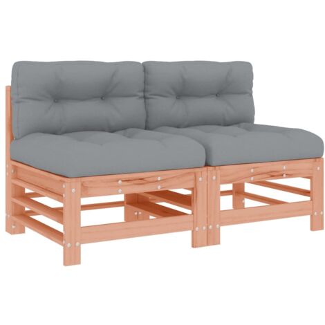 Canapés centraux avec coussins 2 pcs Divan de jardin bois massif douglas (1/5)